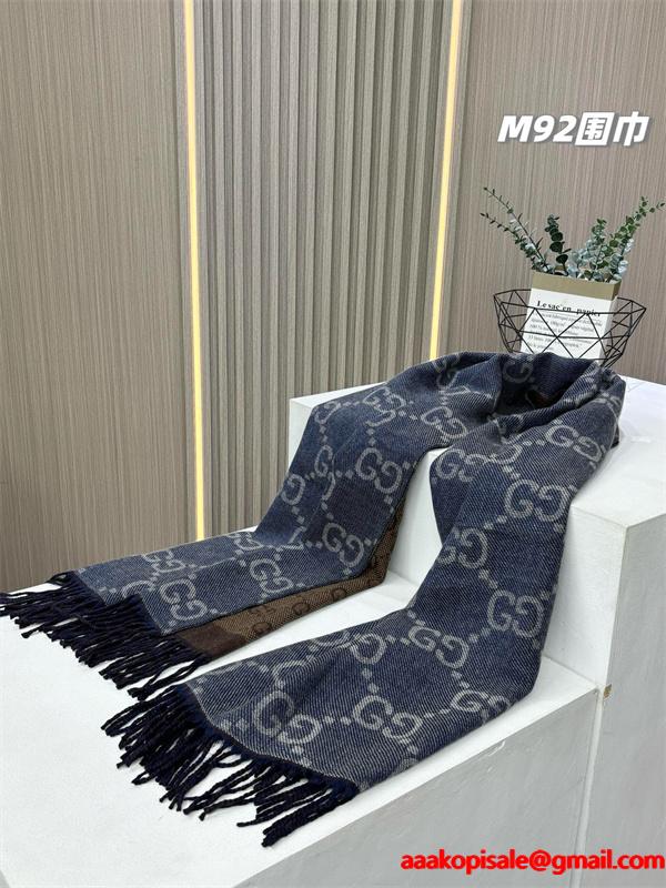 シンプル総柄 マフラー ネイビー フリンジ 定番 GUCCI グッチ コピー