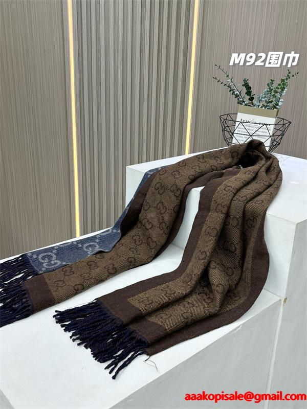 シンプル総柄 マフラー ネイビー フリンジ 定番 GUCCI グッチ コピー