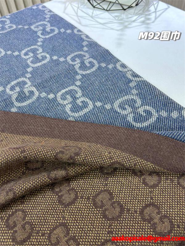 シンプル総柄 マフラー ネイビー フリンジ 定番 GUCCI グッチ コピー