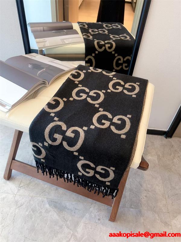 人気総柄 GUCCI グッチ コピー ストール ブラック系 大人モード ユニセックス