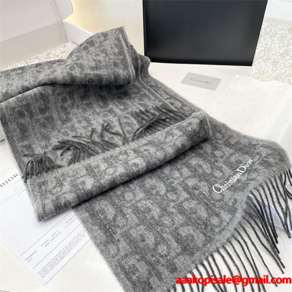 上品モノトーン ストール グレーカラー 冬コーデ向け DIOR ディオール コピー