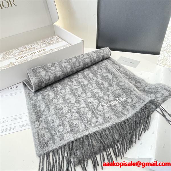 上品モノトーン ストール グレーカラー 冬コーデ向け DIOR ディオール コピー