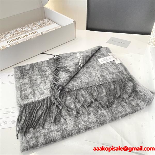 上品モノトーン ストール グレーカラー 冬コーデ向け DIOR ディオール コピー