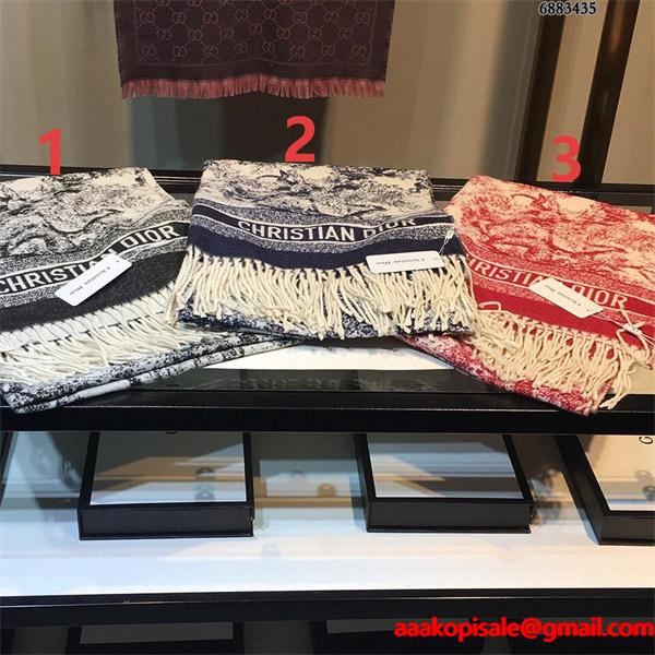  存在感デザイン DIOR ディオール コピー 大判ストール ネイビー配色 防寒アイテム