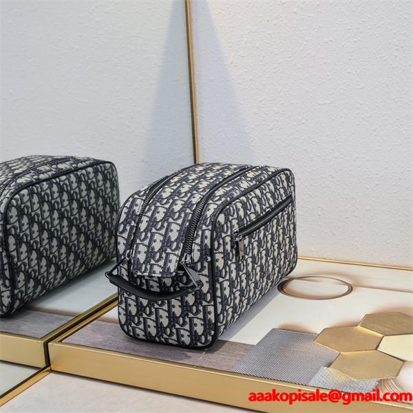 実用性抜群 ボックスポーチ ダブルファスナー 小物収納 DIOR ディオール コピー