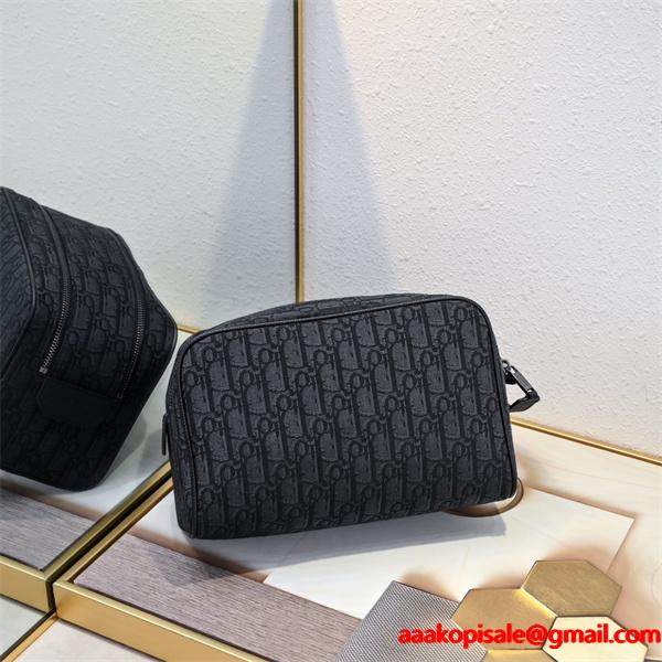 実用性抜群 ボックスポーチ ダブルファスナー 小物収納 DIOR ディオール コピー