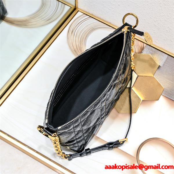 DIOR ディオール コピー 高級感 エンボス加工 ミニポーチ ブラック 大人