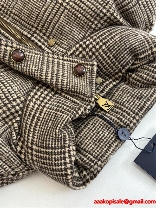 LV 新作 ルイヴィトン綿ジャケットスーパーコピー26SS  防寒性抜群ツイードチェックのスタンドカラー