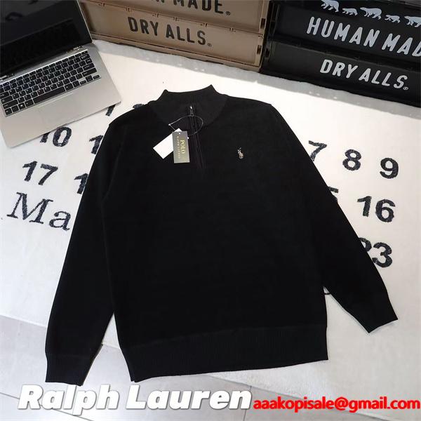 今季注目 上質感漂う 刺繍 ハーフジップ Polo Ralph Lauren ポロ ラルフローレン コピー ニット 大人