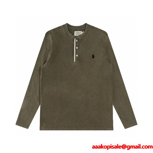 Polo Ralph Lauren ポロ ラルフローレン コピー 入手困難 プレミアム ヘンリーネック ロングTシャツ 大人リラックス