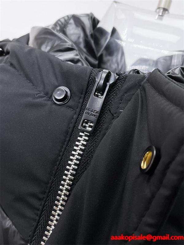 PRADA プラダ コピー フード付きダウンコート ブラック 限定 高級 注目