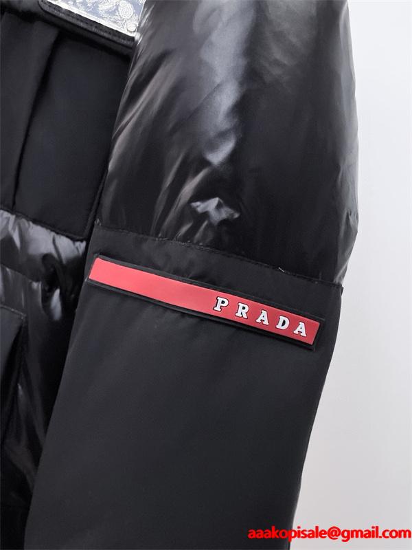PRADA プラダ コピー フード付きダウンコート ブラック 限定 高級 注目