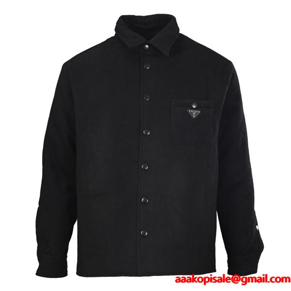 シャツジャケット ブラック 定番 上质 实用性抜群 PRADA プラダ スーパーコピー