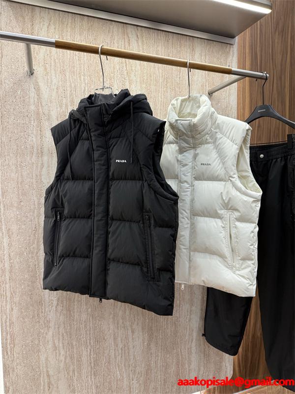 フード付きダウンジャケット ホワイト 新作 高級 快適 PRADA プラダ コピー