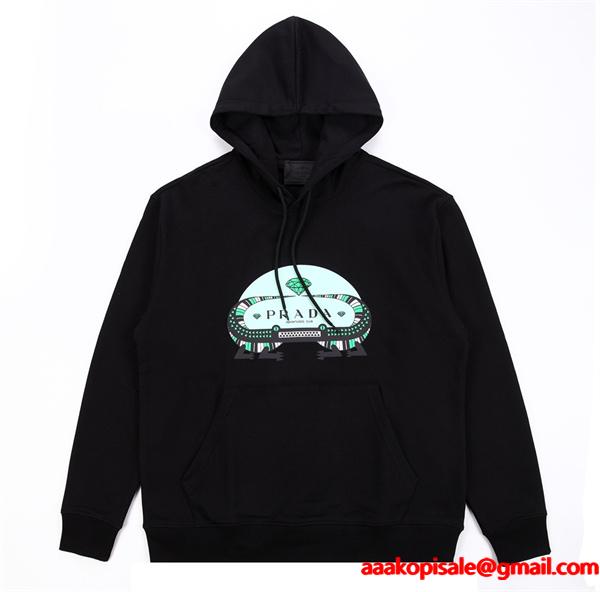 新登場 パーカー ホワイト PRADA プラダ スーパーコピー 限定 お洒落 快適