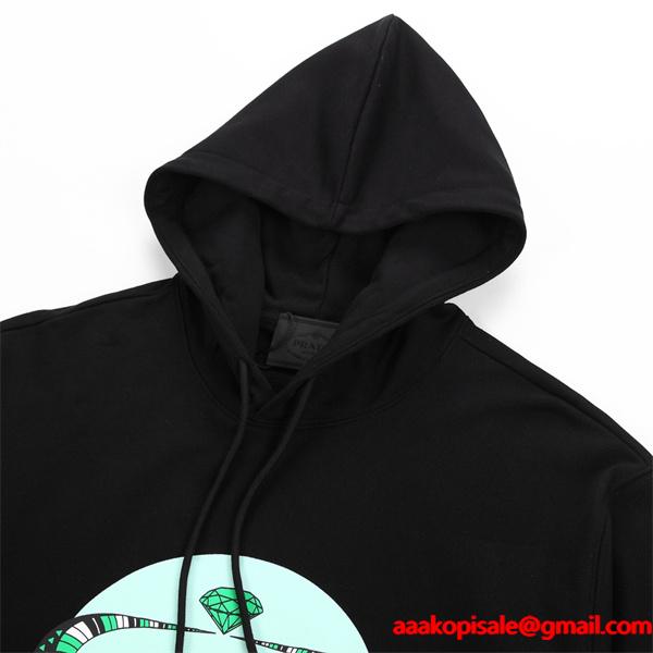 新登場 パーカー ホワイト PRADA プラダ スーパーコピー 限定 お洒落 快適