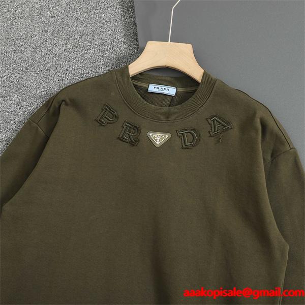 パーカー ホワイト／カーキ 本格派 上質 着心地抜群 PRADA プラダ コピー  