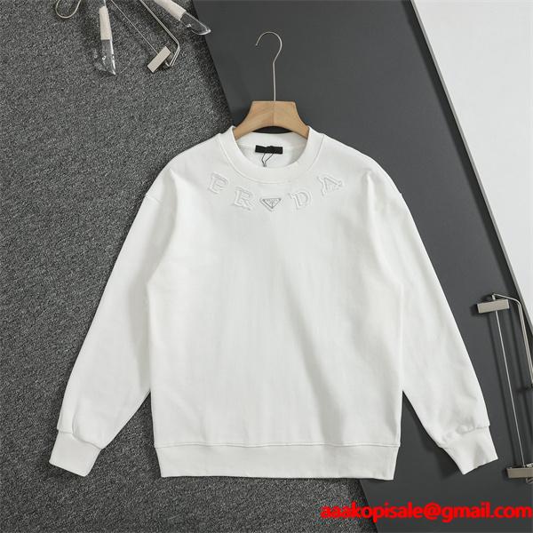 パーカー ホワイト／カーキ 本格派 上質 着心地抜群 PRADA プラダ コピー  