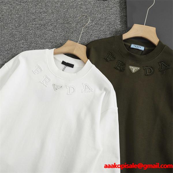 パーカー ホワイト／カーキ 本格派 上質 着心地抜群 PRADA プラダ コピー  