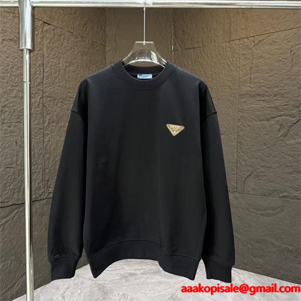 冬モデル パーカー ブラック プレミアム シンプル PRADA プラダ コピー