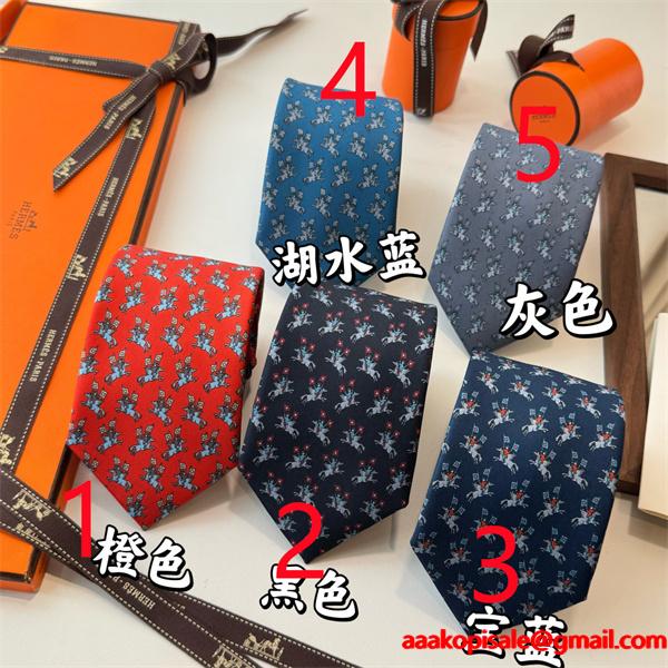 エルメスHermes激安メンズ手工縫製シルクネクタイ斜纹真丝动物柄遊び心デザインフランス製幅7cm