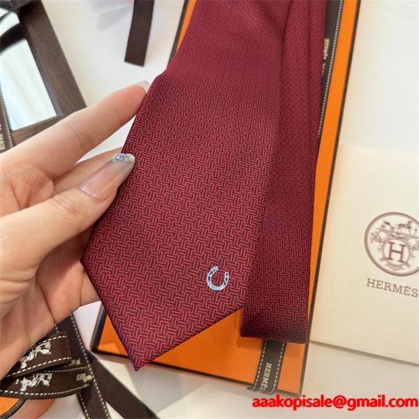 エルメスHermes激安メンズ向け新作シルクネクタイ上質斜纹真丝低调デザイン大人コーデ法国職人手仕上げ