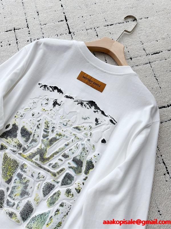LVルイヴィトンロングTシャツコピー雪山☆LOUIS VUITTON秋冬2026最新人気ホワイト色