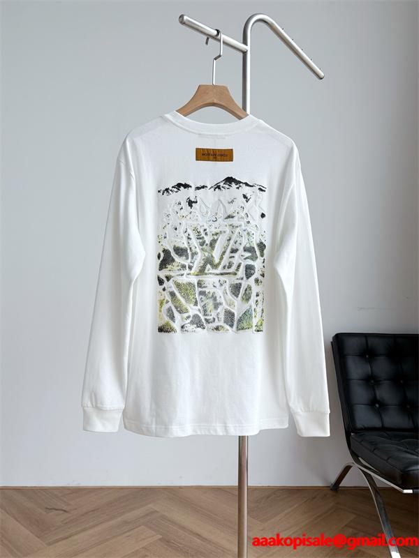LVルイヴィトンロングTシャツコピー雪山☆LOUIS VUITTON秋冬2026最新人気ホワイト色