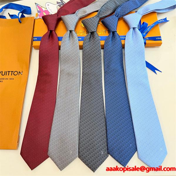 ルイヴィトンLV激安メンズ新作ネクタイダミエV字ジャカード五色展開高級シルク手工仕立てビジネスフォーマル対応