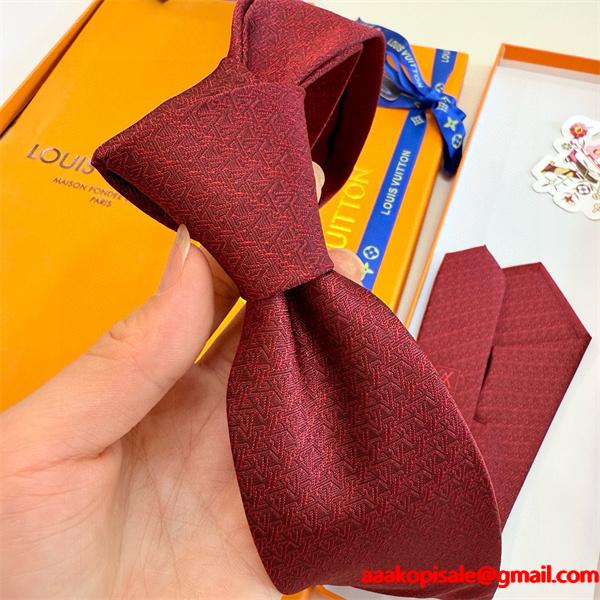 ルイヴィトンLV激安メンズ新作ネクタイダミエV字ジャカード五色展開高級シルク手工仕立てビジネスフォーマル対応