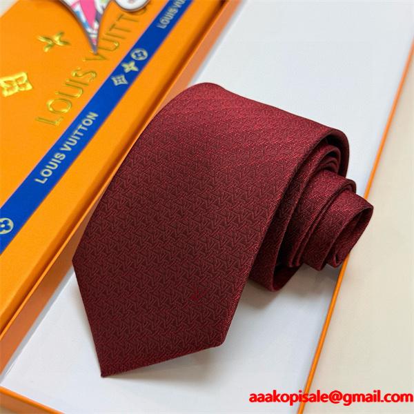 ルイヴィトンLV激安メンズ新作ネクタイダミエV字ジャカード五色展開高級シルク手工仕立てビジネスフォーマル対応