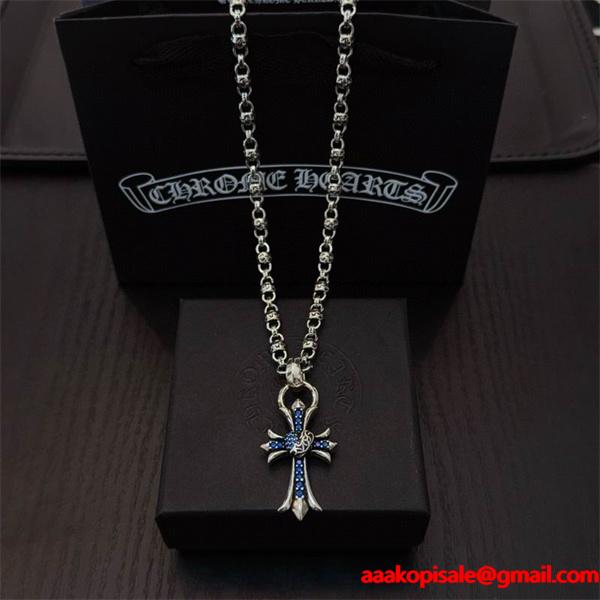 2026新登場 ブルーストーンクロス CHROME HEARTS クロムハーツ コピー ネックレス 上質