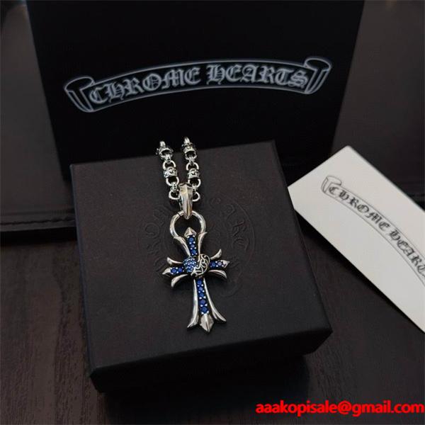 2026新登場 ブルーストーンクロス CHROME HEARTS クロムハーツ コピー ネックレス 上質