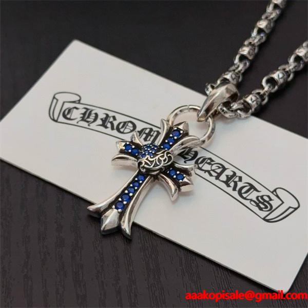 2026新登場 ブルーストーンクロス CHROME HEARTS クロムハーツ コピー ネックレス 上質