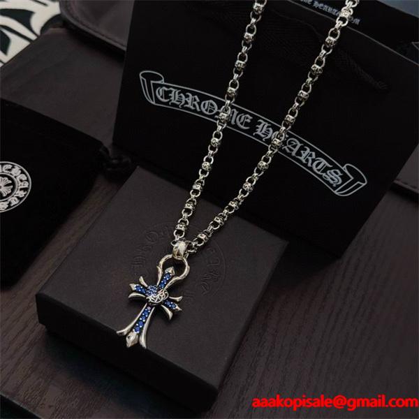 2026新登場 ブルーストーンクロス CHROME HEARTS クロムハーツ コピー ネックレス 上質