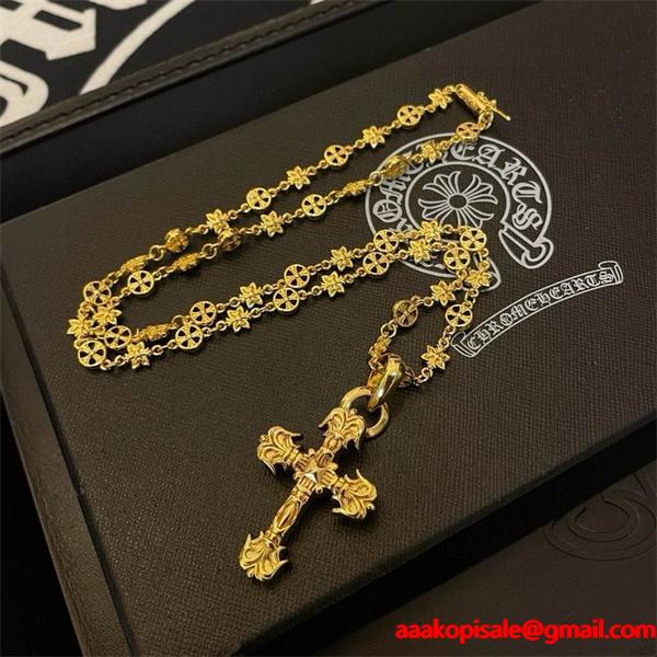 新作限定 ゴールド CHROME HEARTS クロムハーツ コピー ネックレス 人気集中 ストリート