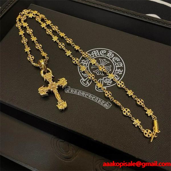 新作限定 ゴールド CHROME HEARTS クロムハーツ コピー ネックレス 人気集中 ストリート