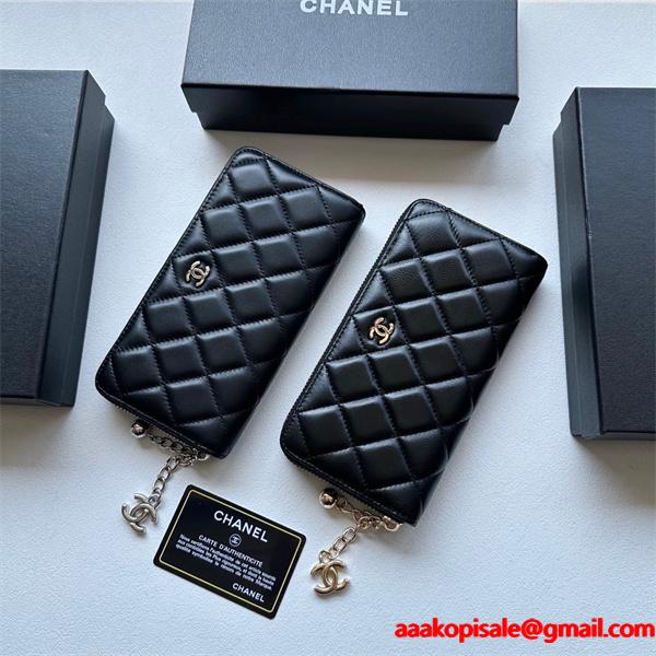シャネル長財布 スーパーコピー 今季で一番人気の定番コレクション レディース ブラック 通勤通学 大容量 最安値