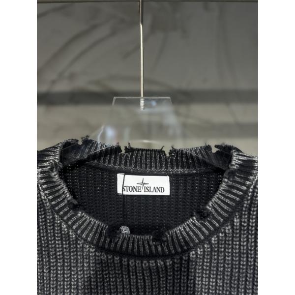 注目の新作 2025秋冬対応 ダメージ加工 プレミアム STONE ISLAND ストーンアイランド コピー ニットセーター