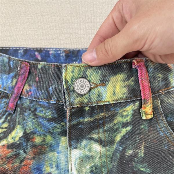 Acne Studios 激安 3Dデジタルペイント デニム ワイドストレート ユニセックス ジーンズ 芸術系 カラフル 洗い加工