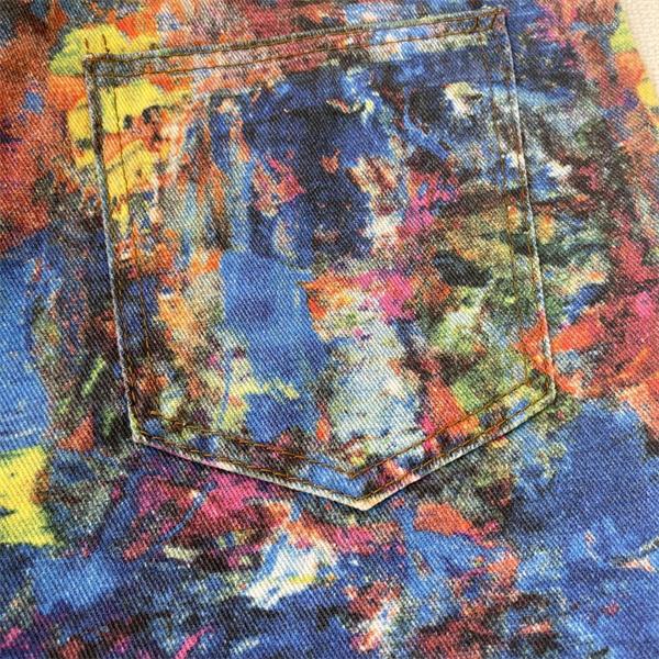 Acne Studios 激安 3Dデジタルペイント デニム ワイドストレート ユニセックス ジーンズ 芸術系 カラフル 洗い加工