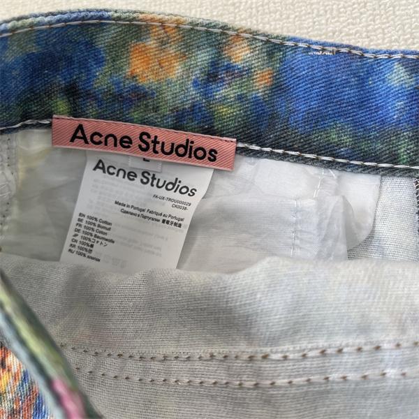Acne Studios 激安 3Dデジタルペイント デニム ワイドストレート ユニセックス ジーンズ 芸術系 カラフル 洗い加工