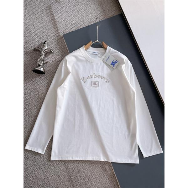 トレンド必至！バーバリー コピー BURBERRY 2025秋冬 ブラック ロゴ刺繍 長袖Tシャツ