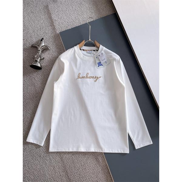 高級感漂う 2025秋冬 ブラック エレガント刺繍 長袖Tシャツ バーバリー コピー BURBERRY