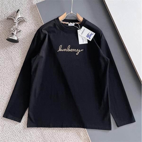 高級感漂う 2025秋冬 ブラック エレガント刺繍 長袖Tシャツ バーバリー コピー BURBERRY