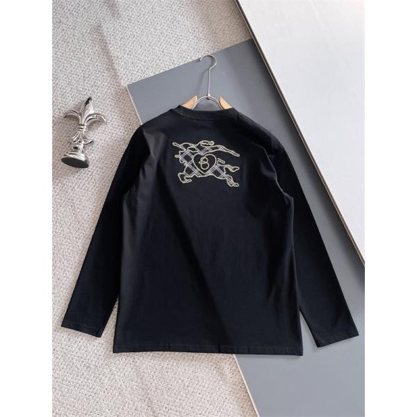 高級感漂う 2025秋冬 ブラック エレガント刺繍 長袖Tシャツ バーバリー コピー BURBERRY