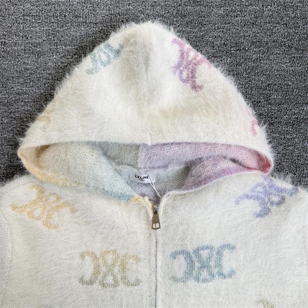 注目！2025秋冬肌触り良好 ブラック ふわふわ ニットパーカー CELINE セリーヌ コピー