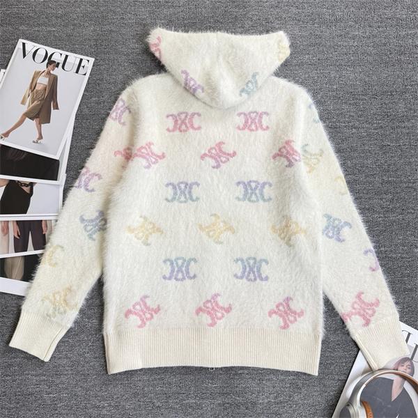 注目！2025秋冬肌触り良好 ブラック ふわふわ ニットパーカー CELINE セリーヌ コピー