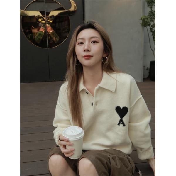 2025秋冬新作 ホワイト 売れ筋ワード 暖か ニットトップス AMI PARIS アミ パリス コピー