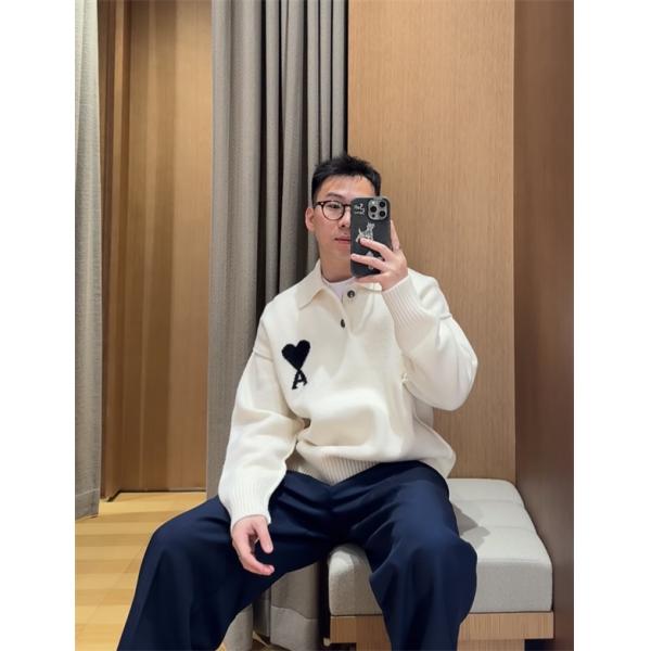 2025秋冬新作 ホワイト 売れ筋ワード 暖か ニットトップス AMI PARIS アミ パリス コピー